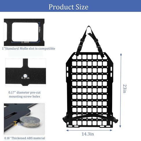 2 حزمة لوحات مولي للمركبات متعددة الاستخدامات التكتيكية مقعد السيارة الخلفي المنظم لتخزين شاحنة سنادات بالسيارة الرف صديقة للبيئة in Kuwait
