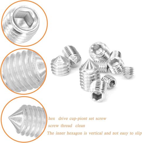 290pcs Metric Set Screws Assortment Kit, M8 M6 M5 M4 M3 Screw Set, Stainless Steel Hex Socket Cone Point Allen Screws for Bathroom Fixtures, Shower Door Handles Replacement, and More in Saudi Arabia