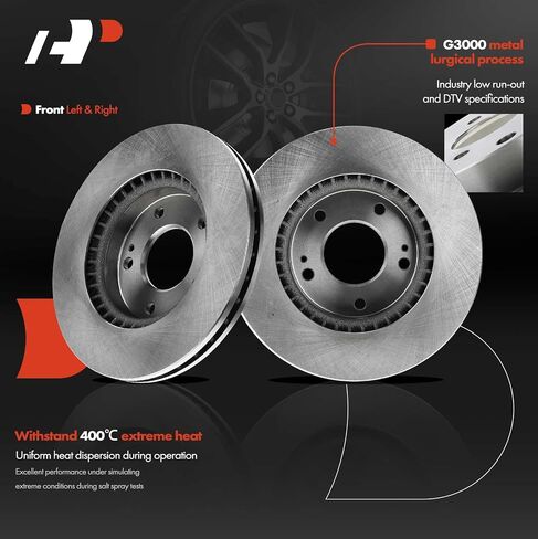 A-Premium 10.82 inch (275mm) Front Vented Disc Brake Rotors Compatible with Select Hyundai Models - Elantra 2007 2008 2009 2010 2.0L, 2-PC Set in Saudi Arabia