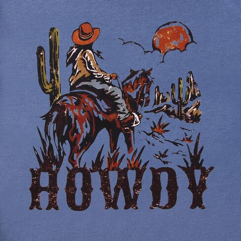 Howdy Shirts Toddler Baby Boys Rodeo Cowboy T-Shirt Western Retro Graphic Summer Tees Short Sleeve Tops in Saudi Arabia