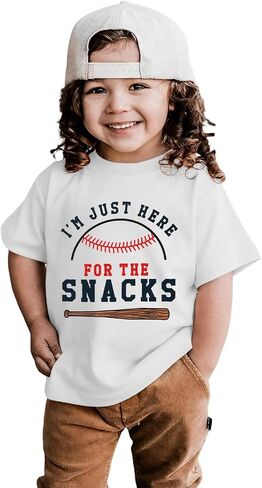 Toddler Baby Boy Baseball T Shirt Funny Im Just Here for The Snack Print Shirt Kid Summer Short Sleeve Tee Top in Saudi Arabia