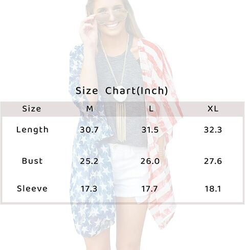 كارديجان كيمونو صيفي للسيدات بعلم أمريكي في الرابع من يوليو، ملابس سباحة، قمصان وطنية باللونين الأحمر والأبيض والأزرق in Kuwait