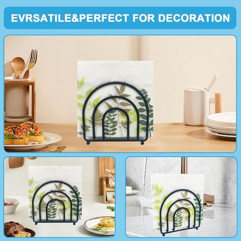 Stainless Steel Table Napkin Holder - Ideal for Dining Room, Kitchen, Living Room, Hotel, Office & Picnic - Servilleteros Para Mesas，4pcs (哑光黑) in Saudi Arabia