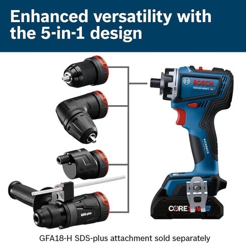 BOSCH GSR18V-800FCB24 مثقاب/مشغل 18 فولت مع نظام Flexiclick® 5 في 1 و(1) بطارية طاقة متقدمة CORE18V® 4 Ah in Saudi Arabia