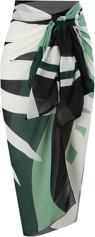 IMEKIS Women One Piece Swimsuit with Sarong Set 2024 Trendy Halter Lace Up Swimwear Colorblock Coverup Vocation Outfit in Saudi Arabia