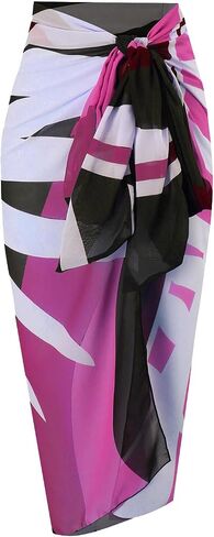 IMEKIS Women One Piece Swimsuit with Sarong Set 2024 Trendy Halter Lace Up Swimwear Colorblock Coverup Vocation Outfit in Saudi Arabia