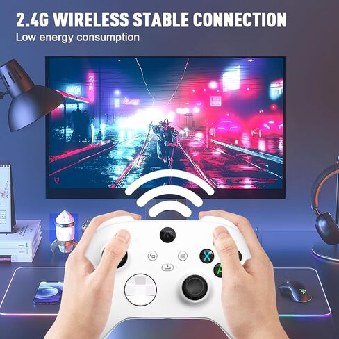Wireless Controller 2.4GHZ Compatible with Xbox One X/S,Xbox Series X/S,PC Windows 7/8/10, Gaming Gamepad with 2.4GHZ Adapter/Share Button/3.5mm Headphone Jack(White) in Saudi Arabia