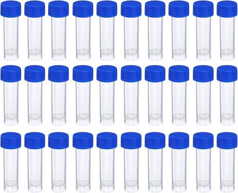 PATIKIL 5mL Plastic Test Tubes, 15 Pack Frozen Container Storage Blue Screw Cap for Lab Laboratory Science, Clear in Saudi Arabia