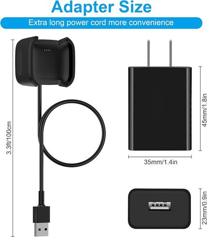 Wall Charger for Fitbit Versa 2, Replacement USB Charging Cable Dock Compatible with Fitbit Versa 2 Health & Fitness Smartwatch, with Wall Charger Plug Adapter in Kuwait