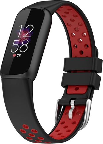 NINKI Compatible Sport Fitbit Luxe Bands for Women Silicone (Black+Red),Soft Breathable Strap Bracelet Cute Small Fitbit Luxe Replacement Bands for Fitbit Luxe Watch Band Waterproof Men Large Girl in Saudi Arabia