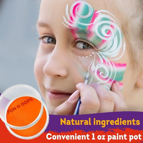 Fun N' Dope - Face Paint for Kids & Adults (Black Matte) - Professional Grade Water Based Non Toxic Body Paint - Face Painting for Halloween Makeup, Parties & Festivals - Sensitive Skin Safe in Kuwait