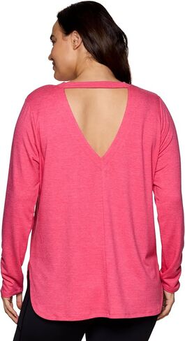 RBX Yoga Top for Women with Cut Out Back, Lightweight French Terry Long Sleeve Open Back Pullover for Casual Wear, Workouts in Saudi Arabia