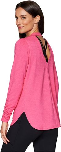 RBX Yoga Top for Women with Cut Out Back, Lightweight French Terry Long Sleeve Open Back Pullover for Casual Wear, Workouts in Saudi Arabia