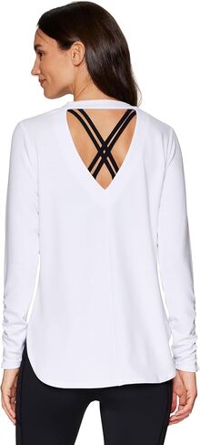 RBX Yoga Top for Women with Cut Out Back, Lightweight French Terry Long Sleeve Open Back Pullover for Casual Wear, Workouts in Saudi Arabia