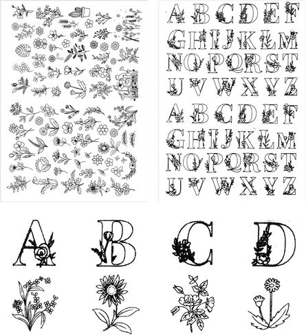 2 Sheets A4 Wash Away Stabilizer for Embroidery, 102 Pcs Embroidery Stabilizer with Pre-Printed Letter Flower Patterns, Adhesive Water Soluble Embroidery Paper for Hand Sewing Lover Beginners in Saudi Arabia