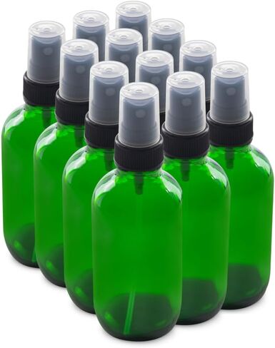 The Bottle Depot - 12 Pack - 4 oz Glass Spray Bottle - Green - 22-400 Neck Finish - Boston Round Bottles - UV Rays Protection in Saudi Arabia