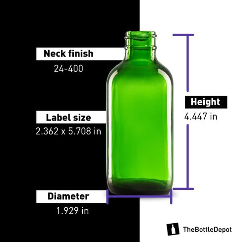 The Bottle Depot - 12 Pack - 4 oz Glass Spray Bottle - Green - 22-400 Neck Finish - Boston Round Bottles - UV Rays Protection in Saudi Arabia