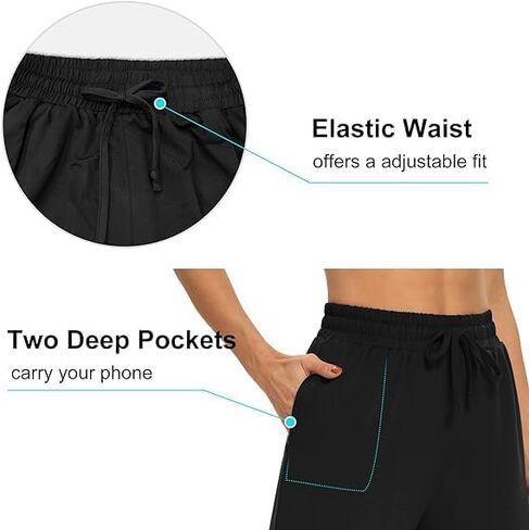 Capri Pants for Women, Loose Wide Leg Yoga Pants, Drawstring Capris Sweatpants, Womens Workout Pants with Pockets in Saudi Arabia