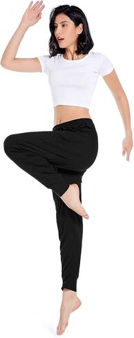 بنطلون رياضي لليوجا للسيدات من Annenmy سروال رياضي مريح برباط للركض عالي الخصر مع جيوب أسود XXL in Kuwait