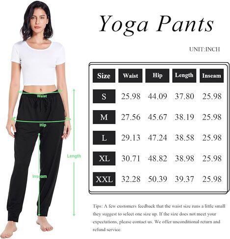 بنطلون رياضي لليوجا للسيدات من Annenmy سروال رياضي مريح برباط للركض عالي الخصر مع جيوب أسود XXL in Kuwait