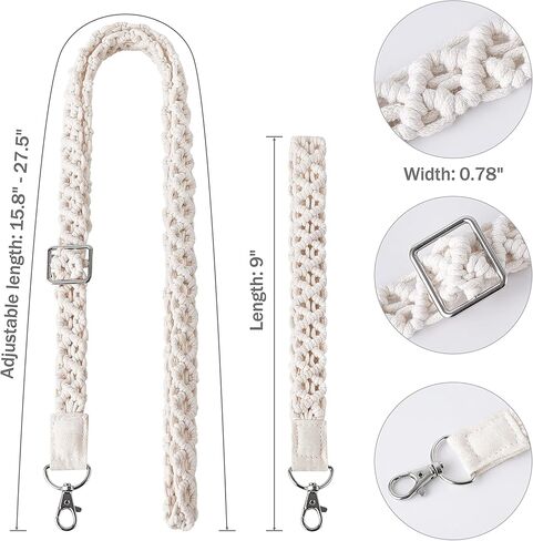Mkono Macrame الهاتف الحبل المعصم حزام قابل للتعديل الكتف الرقبة الأشرطة مجموعة من 2 Boho المنسوجة اسهم لمفاتيح شارة الهوية هدية لها in Kuwait