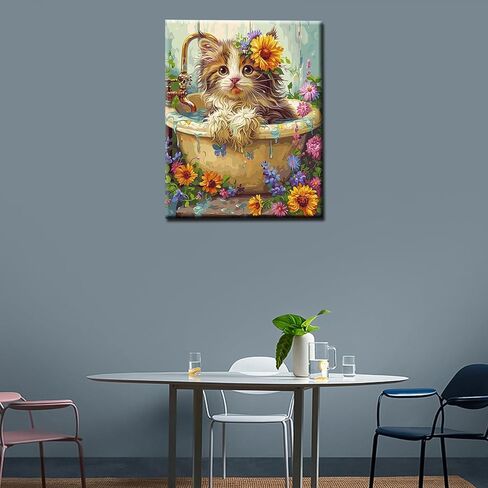 Cute Pig with Flower in a Bathtub Paint by Numbers Kits 16x20 inch Canvas Cute Farmhouse Animal Flowers DIY Oil Painting for Adults Beginner with Brushes Acrylic Pigment Drawings Gift(without Frame) in Saudi Arabia