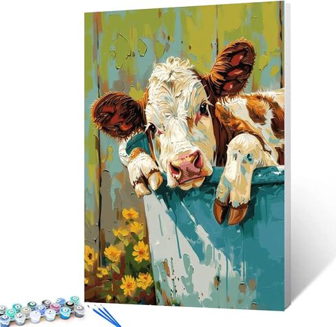 Cute Pig with Flower in a Bathtub Paint by Numbers Kits 16x20 inch Canvas Cute Farmhouse Animal Flowers DIY Oil Painting for Adults Beginner with Brushes Acrylic Pigment Drawings Gift(without Frame) in Saudi Arabia