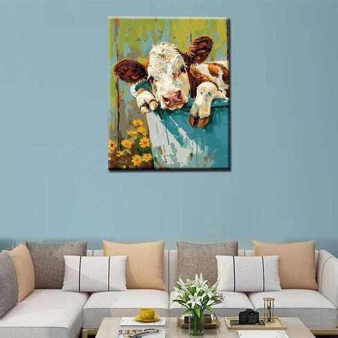 Cute Pig with Flower in a Bathtub Paint by Numbers Kits 16x20 inch Canvas Cute Farmhouse Animal Flowers DIY Oil Painting for Adults Beginner with Brushes Acrylic Pigment Drawings Gift(without Frame) in Saudi Arabia