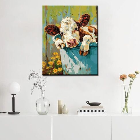 Cute Pig with Flower in a Bathtub Paint by Numbers Kits 16x20 inch Canvas Cute Farmhouse Animal Flowers DIY Oil Painting for Adults Beginner with Brushes Acrylic Pigment Drawings Gift(without Frame) in Saudi Arabia