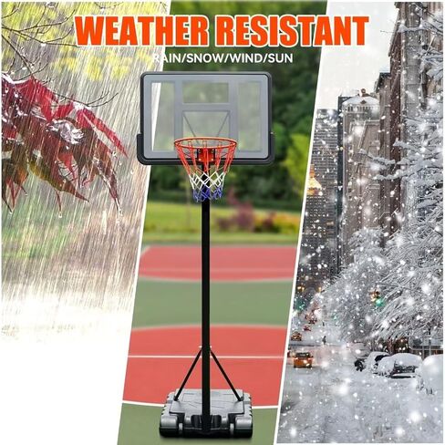 Basketball Hoop Outdoor, 4.9-10ft Basketball Portable Hoops & Goals, 44IN Basketball Stand Construction with Shatterproof Plate, Rolling Base for Adults and Teenagers in Saudi Arabia