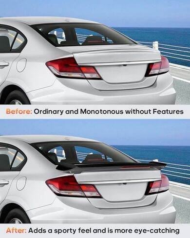 FINDAUTO ABS Rear Trunk Spoiler Wing with 3rd Brake Light SI Style Fits for 2012-2015 for Honda Civic Sedan Trunk Lip Spoiler in Saudi Arabia
