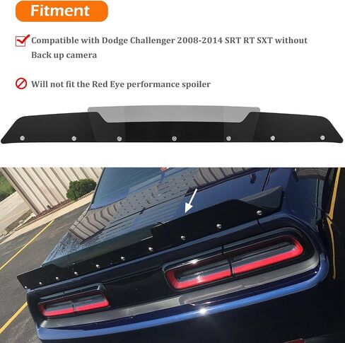 جناح خلفي من Bonbo يناسب دودج تشالنجر 2008-2014 SRT RT SXT SE Hellcat Scat Pack، جناح خلفي من النوع الإضافي مكون من قطعتين مع أداة RivNut (أسود لامع) in Saudi Arabia