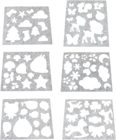 BLLNDX Wool Felt Mold 6PCS DIY Craft Stencil Applique Mold Gray Color Felt Template Kit Needle Felting Applique Mold in Saudi Arabia