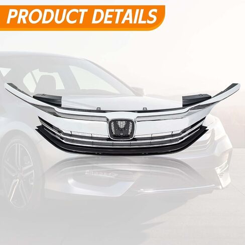 YLT AUTO Fit 2016-2017 لسيارة Honda Accord LX EX Sedan 4DR غطاء أمامي ممتص الصدمات العلوي استبدال طقم كفن أسود غطاء شبكي أمامي مدخل هواء مع زخرفة الكروم in Kuwait