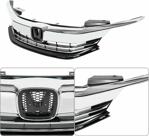 YLT AUTO Fit 2016-2017 لسيارة Honda Accord LX EX Sedan 4DR غطاء أمامي ممتص الصدمات العلوي استبدال طقم كفن أسود غطاء شبكي أمامي مدخل هواء مع زخرفة الكروم in Kuwait