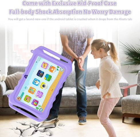 7inch Tablet for Kids Android 11 Tablets 3GB 32GB Parental Control Children Learning Toddler Tablet with Shockproof Kickstand Case, GMS Certified, Bluetooh, FM, with Kids YouTube APPs in Kuwait