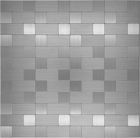 12-Pack 12'' X 12'' Kitchen Backsplash Tiles, Metallic Metal Linear Peel and Stick Backsplash Mosaic Tile Brushed Aluminum Wall Tile in Saudi Arabia