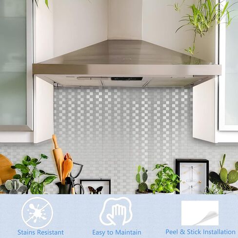 12-Pack 12'' X 12'' Kitchen Backsplash Tiles, Metallic Metal Linear Peel and Stick Backsplash Mosaic Tile Brushed Aluminum Wall Tile in Saudi Arabia
