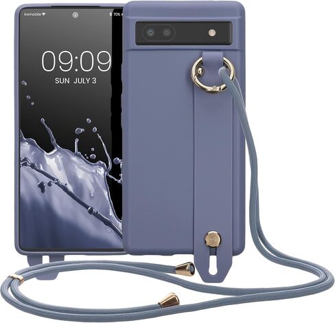 حافظة kwmobile متوافقة مع Google Pixel 6a - غطاء هاتف ناعم من مادة TPU مع حامل حزام اليد وحبل - أحمر داكن in Saudi Arabia