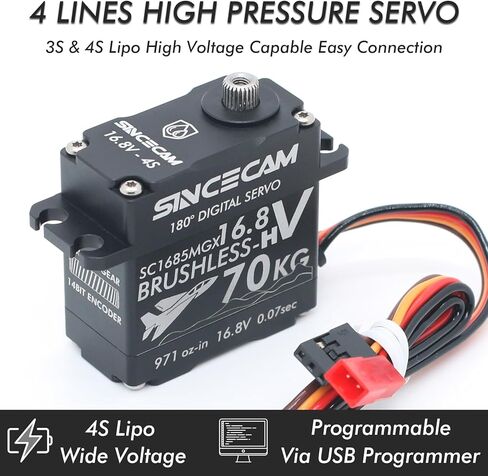 70 كجم مقاوم للماء 4 خطوط 16 فولت عزم دوران عالٍ رقمي بدون فرش توجيه مؤازر قابل للبرمجة جميع المعادن المائلة والعتاد الألومنيوم مناسبة 1/10 1/12 Rc روبوت زاحف (180 درجة أسود) in Kuwait