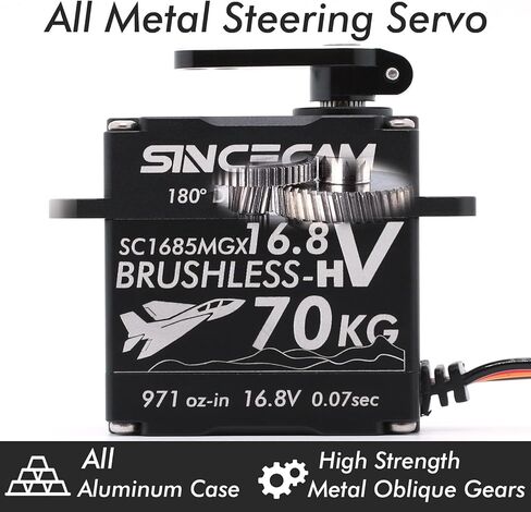 70 كجم مقاوم للماء 4 خطوط 16 فولت عزم دوران عالٍ رقمي بدون فرش توجيه مؤازر قابل للبرمجة جميع المعادن المائلة والعتاد الألومنيوم مناسبة 1/10 1/12 Rc روبوت زاحف (180 درجة أسود) in Kuwait