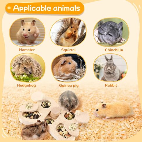 لعبة البحث عن الطعام الخشبية للحيوانات الأليفة الصغيرة - لعبة ألغاز تفاعلية 4 في 1، لعبة التحفيز الذهني لخنزير غينيا والأرنب والهامستر والقنفذ والشينشيلا والماوس والجرذان وجيلدر السكر in Kuwait
