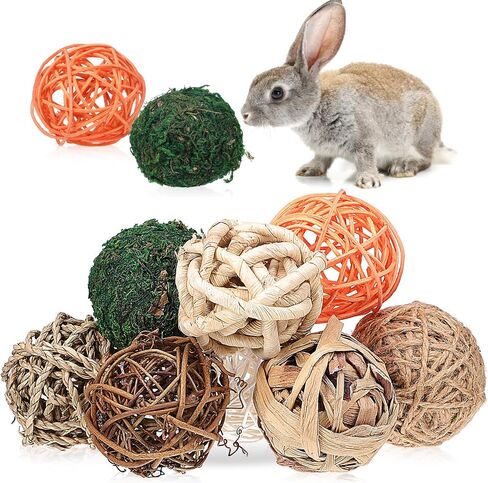 Ipetboom Small Animal Chew Ball, 8pcs Rabbit Chew Toys for Teeth Small Animal Rolling Ball Hamster Chewing Balls in Saudi Arabia