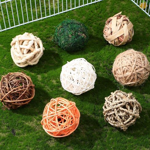 Ipetboom Small Animal Chew Ball, 8pcs Rabbit Chew Toys for Teeth Small Animal Rolling Ball Hamster Chewing Balls in Saudi Arabia
