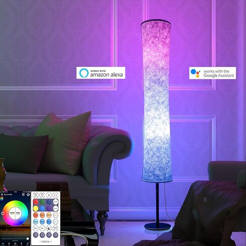 BLUEYE Floor Lamp,RGBCW 2700K-6500K,APP & Remote&Smart Voice Control, 2 X 60W Equivalent, No Hub Required,Compatible with Alexa Google Assistant, 60'' Standing Lamp for Bedroom, Similar Fabric in Saudi Arabia