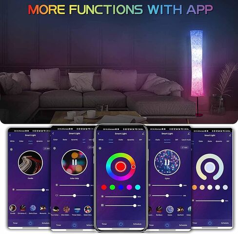 BLUEYE Floor Lamp,RGBCW 2700K-6500K,APP & Remote&Smart Voice Control, 2 X 60W Equivalent, No Hub Required,Compatible with Alexa Google Assistant, 60'' Standing Lamp for Bedroom, Similar Fabric in Saudi Arabia