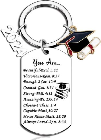 أفكار هدايا التخرج الدينية لها فئة 2024 هدايا كبار السن هدايا آية الكتاب المقدس الروحية المسيحية ملهمة للنساء والفتيات المراهقات أفضل صديق وأم تشجيع ملحقات سلسلة المفاتيح in Kuwait