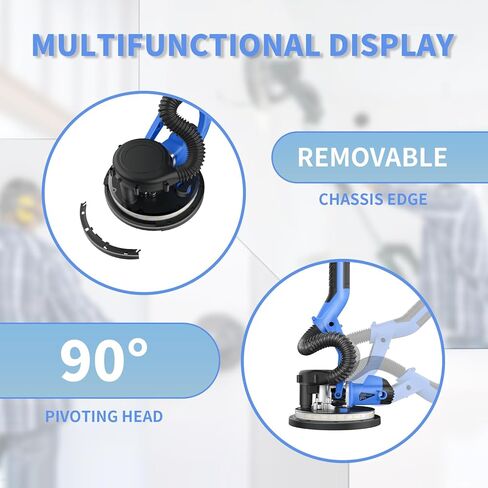 ماكينة صنفرة الحوائط الجافة مع مجموعة غبار مفرغة، أداة قوية لإزالة سقف الفشار، 7 سرعات متغيرة قابلة للطي 8.5 أمبير 750 وات ماكينة سنفرة الحوائط الجافة مع أضواء LED، مقبض قابل للتمديد، 12 قطعة من أقراص الصنفرة in Kuwait