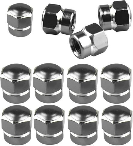 12Pcs Car Tire Valve Stem Caps, Aluminum Alloy Heavy Duty Stem Covers in Hexagon Shape, Dust Proof Corrosion Resistant Tire Valve Cap Set, Car Exterior Accessories for Motorcycles Bikes (Black) in Saudi Arabia