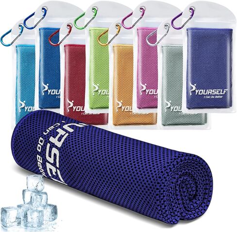 SYOURSELF Cooling Towel, Cooling Towels for Neck,40" x 12"Ice Towel for Instant Cooling Relief, Soft Breathable Chilly Towel, Perfect Yoga, Golf, Sports, Gym, Workout, Athletes Towel (1PC-Blue) in Kuwait